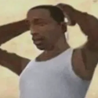 😯 CJ Grand Theft Auto: San Andreas CJ, Grand Theft Auto, San Andreas, Videojuego, Personaje, Pose whatsapp sticker