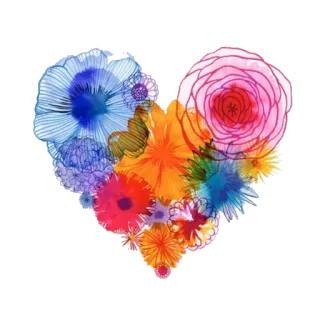 ❤️ flor, corazón, floral, amor, acuarela, arte telegram sticker