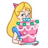 🎂 Kuchen, Cartoon, Geburtstag, Feier, Mädchen, Party telegram sticker