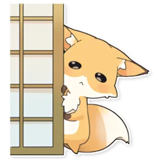😢 fuchs, tier, süß, kawaii, aufkleber, anime, orange whatsapp sticker