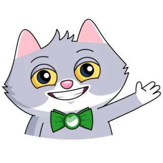 👋 кот, мультфильм, животное, приветствие, галстук-бабочка, милый telegram sticker