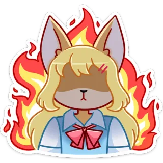 🔥 アニメ, 怒り, 怒った, 炎, 火, キツネ, 耳 whatsapp sticker