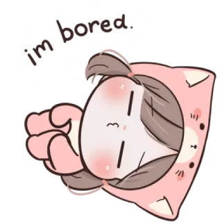 🐱 im bored. bored, sleepy, cartoon, cute, pink, girl telegram sticker