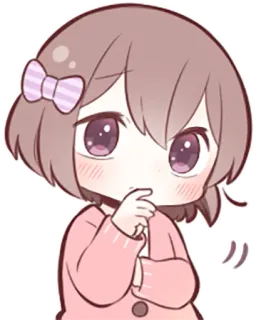 🤔 Аниме, Девушка, Мультфильм, Думает, Милый, В замешательстве telegram sticker