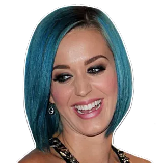 😂 Katy Perry chanteur, célébrité, pop star, cheveux bleus, femme, portrait whatsapp sticker