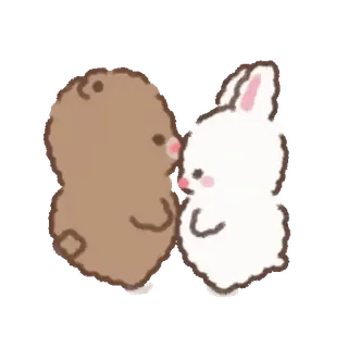 💕 animal, lapin, ours, mignon, dessin animé, kawaii, autocollant telegram sticker