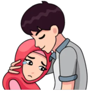 😋 muslim, couple, love, sad, hijab telegram sticker