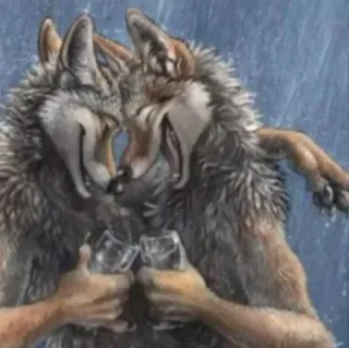 💗 loups, animaux, boire, fête, poilu telegram sticker