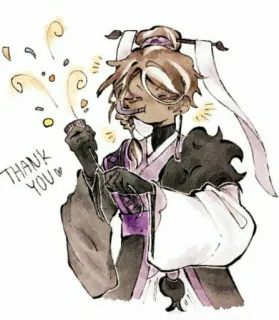 🥳 THANK YOU karakter, konfeti, terima kasih, gambar, fanart whatsapp sticker