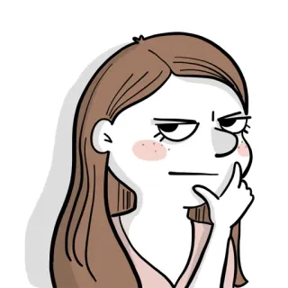 🤤 femme, pensif, dessin animé, fille, curieux, expression, illustration telegram sticker