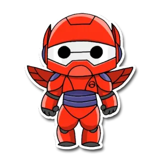 🤖 robot, red, cartoon, character, toy whatsapp sticker