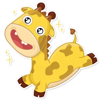 😄 ยีราฟ, การ์ตูน, สัตว์, น่ารัก, มีความสุข, สีเหลือง telegram sticker