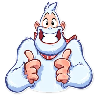 👍 Yeti, Cartoon, Daumen hoch, Monster, Lustig, Sticker telegram sticker