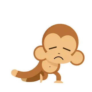 😔 monyet, sedih, binatang, kartun, emoji telegram sticker