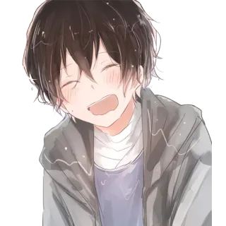 ☺️ Anime, Junge, lächelnd, fröhlich, niedlich, Cartoon telegram sticker