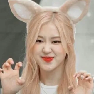 ☺️ Rose Rose, Blackpink, K-Pop, cantor, idol, tiara de orelhas whatsapp sticker
