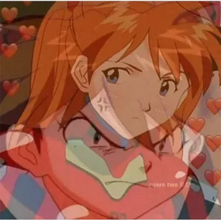 ❤️ Asuka Langley Soryu Neon Genesis Evangelion anime, cartoon, girl, hearts telegram sticker