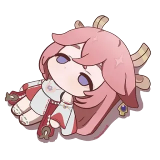 🌟 Yae Miko Genshin Impact Anime, Kartun, Genshin Impact, Yae Miko, Karakter video game, Chibi telegram sticker