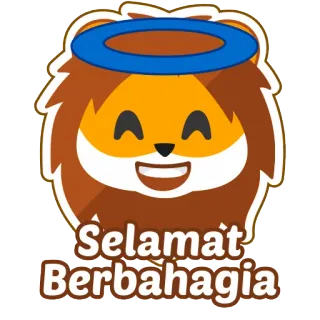 😇 Selamat Berbahagia animale, aureola, leone, saluto, felice, congratulazioni, mascotte leone telegram sticker