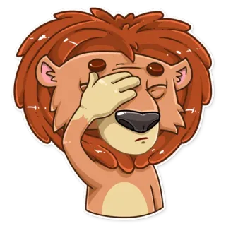 🤦 Löwe, Tier, Cartoon, Facepalm, Bedauern, Peinlichkeit telegram sticker
