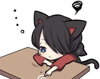 😞 Katzenmädchen, Anime, süß, Zeichnung, kawaii, Manga telegram sticker