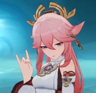 🌟 Yae Miko Genshin Impact anime, trò chơi điện tử, Yae Miko, Genshin Impact, sừng, cô gái, nhân vật whatsapp sticker