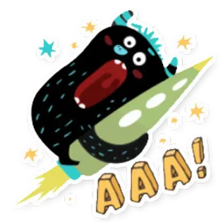 🚀 AAA! monstro, foguete, desenho animado, adesivo, divertido, fofo whatsapp sticker