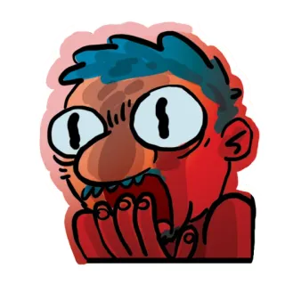 😨 kreskówka, krzyk, szok, strach, wyraz, twarz, cierpienie telegram sticker