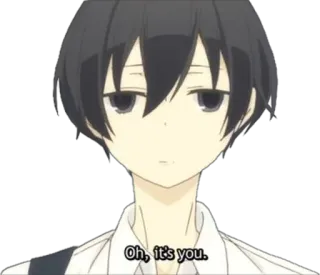 😪 Oh, it's you. anime, personaggio, espressione, minimal, minimalista telegram sticker