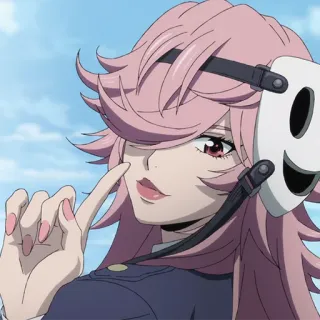 🎭 Anime, Masker, Wanita, Rambut pink whatsapp sticker