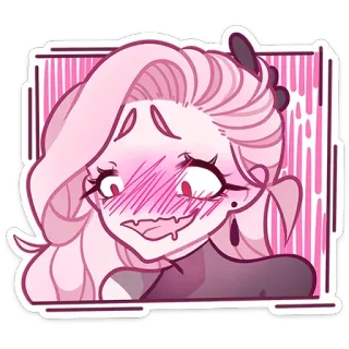 😃 Cartoon, Anime, Personage, Roze, Schattig, Illustratie, Sticker whatsapp sticker
