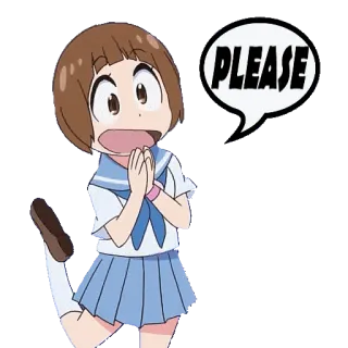🙏 PLEASE Anime, Mädchen, Bitte, Flehen, Betteln, Anfrage telegram sticker
