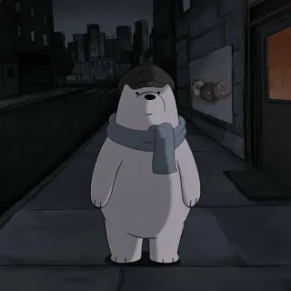 😕 Ice Bear We Bare Bears cartoon, bear, ice bear, scarf, winter, cute telegram sticker