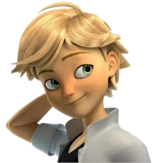😏 Adrien Agreste Miraculous: Tales of Ladybug & Cat Noir мультфильм, блондин, зеленые глаза, дружелюбный, анимированный, мальчик telegram sticker