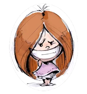 😬 卡通, 女孩, 插画, 绘画, 素描, 角色 telegram sticker