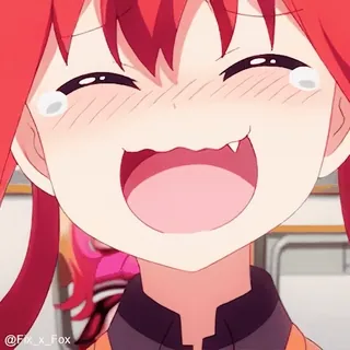 😂 アニメ, カートゥーン, 笑顔, ハッピー, キャラクター, 赤い髪 telegram sticker