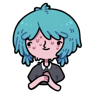 😨 Cartoon, Mädchen, Niedlich, Blaue Haare, Anime, Charakter, Sticker, Digitale Kunst whatsapp sticker