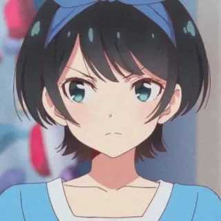 😒 Ruka Sarashina Rent-A-Girlfriend anime, girl, cute, Ruka Sarashina, Rent-A-Girlfriend, angry, anime girl telegram sticker