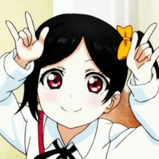 🎈 Anime, Mädchen, Süß, Cartoon, Rote Augen, Schleife telegram sticker