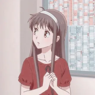 🧐 Tohru Honda Fruits Basket Anime, Manga, Tohru Honda, Fruits Basket, meisje, schattig telegram sticker