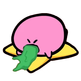 🤢 Kirby カービィ, 嘔吐, 病気, ピンク, 任天堂, キャラクター telegram sticker