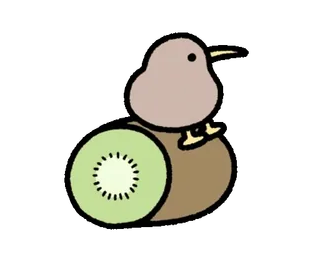 🥝 kiwi, burung, buah, imut, binatang whatsapp sticker