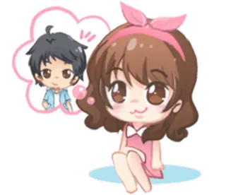 💭 cartoon, love, couple, thinking, relationship, cute, kawaii whatsapp sticker