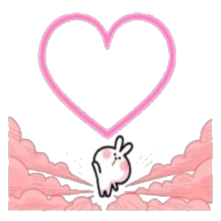 ❤ heart, rabbit, cute, pink, kawaii, clouds, sticker telegram sticker