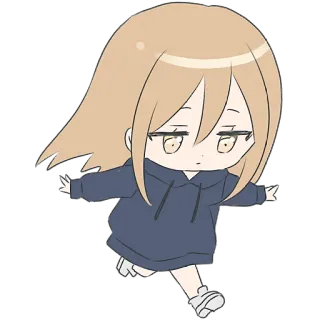 🏃‍♀ 치비, 애니메이션, 여자, 후드티, 귀여운, 만화 whatsapp sticker