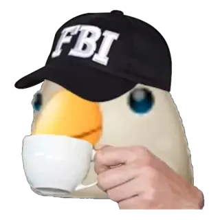 🐦 goose, bird, FBI, hat, tea, coffee, drinking telegram sticker