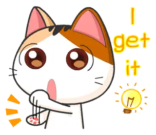 💡 I get it 고양이, 전구, 아이디어, 만화, 신남 telegram sticker