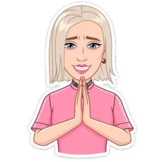 🙏 mulher, desenho animado, adesivo, retrato, personagem whatsapp sticker