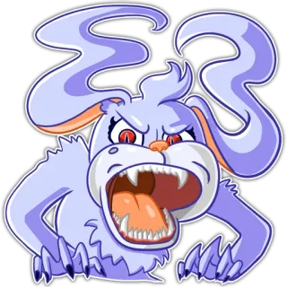 👿 злой, монстр, кролик, зубы, милый, мультяшный, смешной telegram sticker