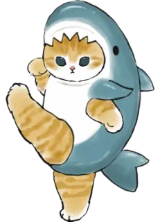 🦈 cat, shark, costume, animal, cute, funny telegram sticker